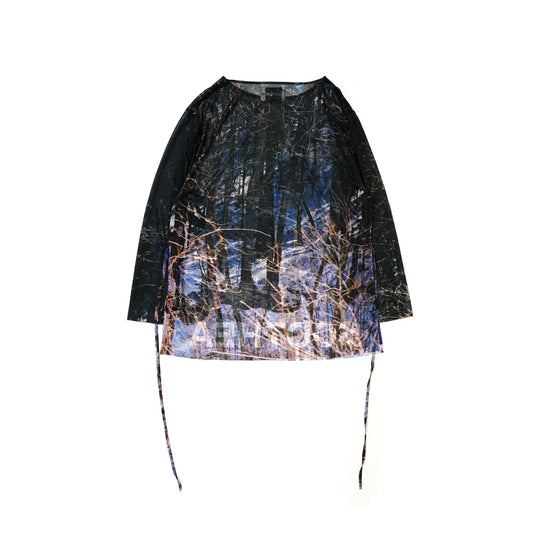Sheer Print Top-Forest
