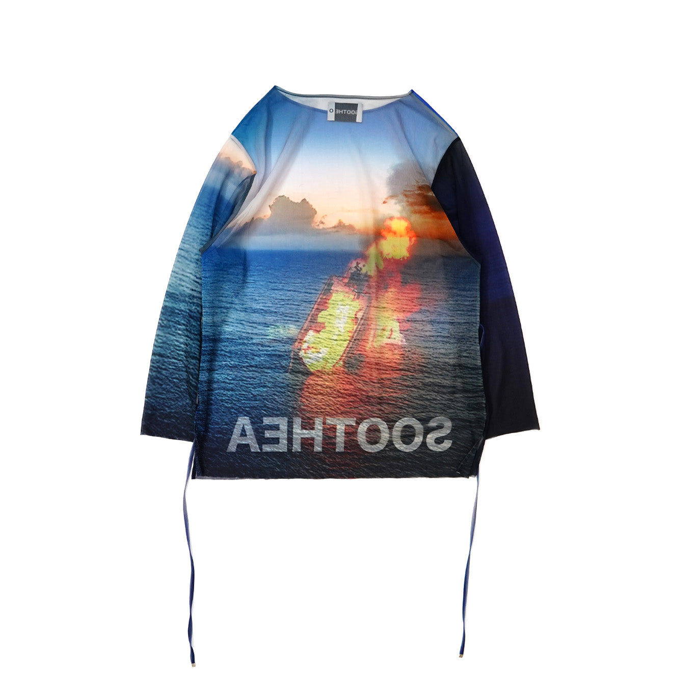 Sheer Print Top-Flame