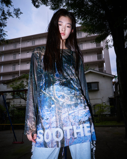 Sheer Print Top-Forest