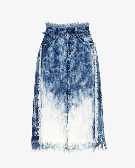 Fringe Contrast Denim skirt