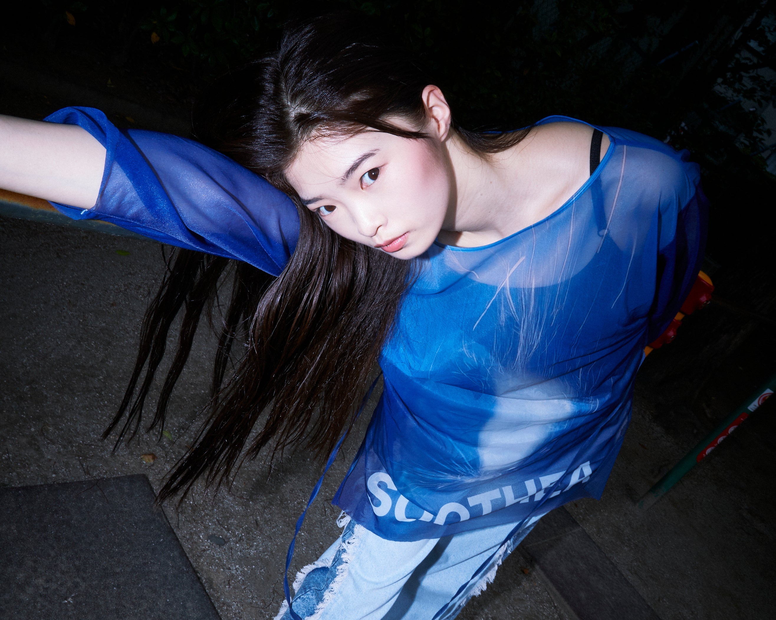 数量限定再販_Sheer Print Top-Sparks – SOOTHEA