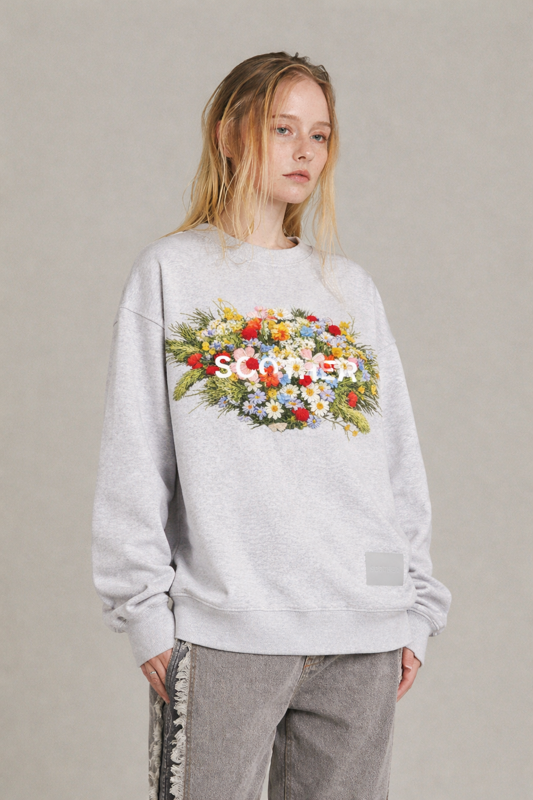 【予約販売】FLOWER EMBROIDERY CREW　