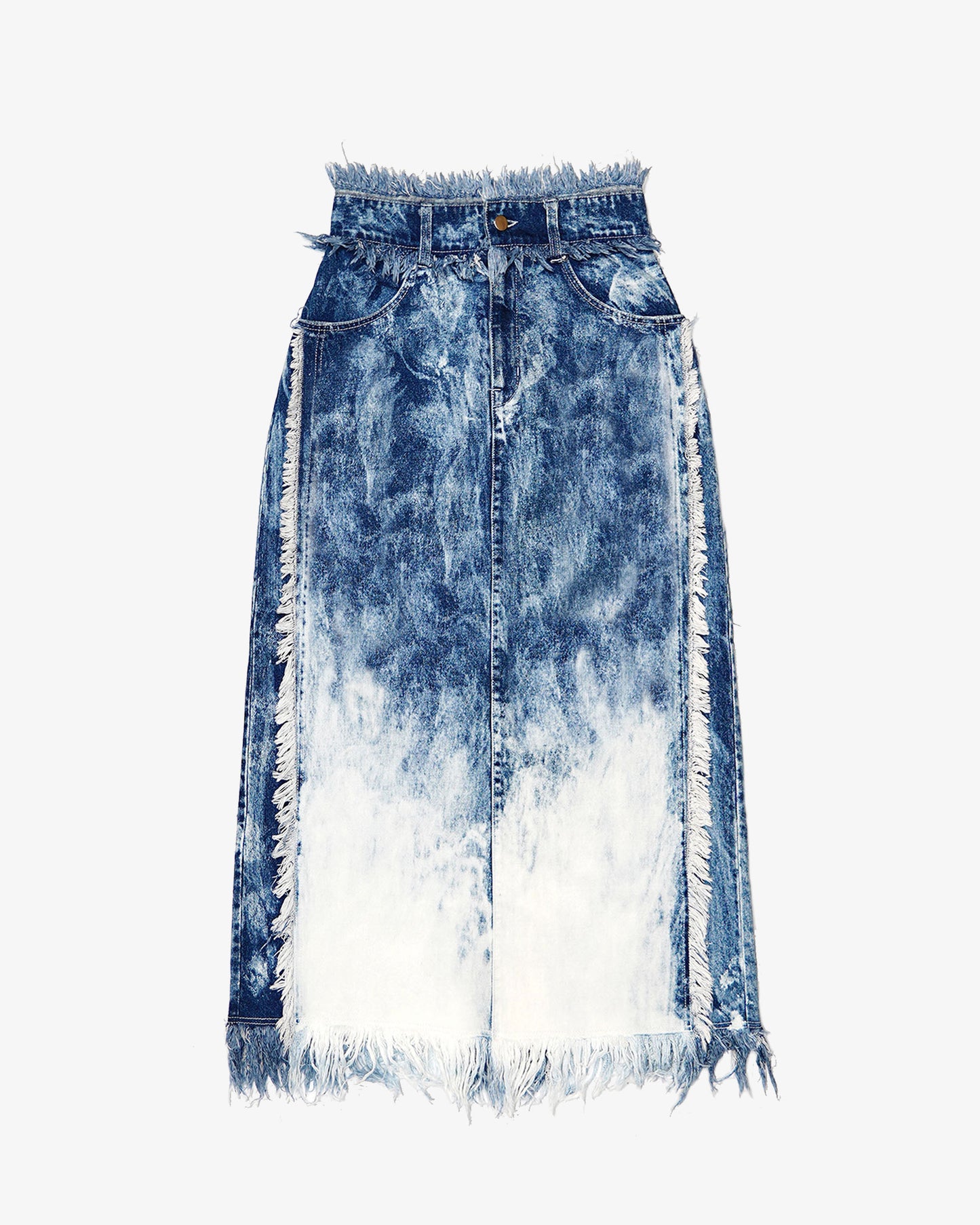 Fringe Contrast Denim skirt